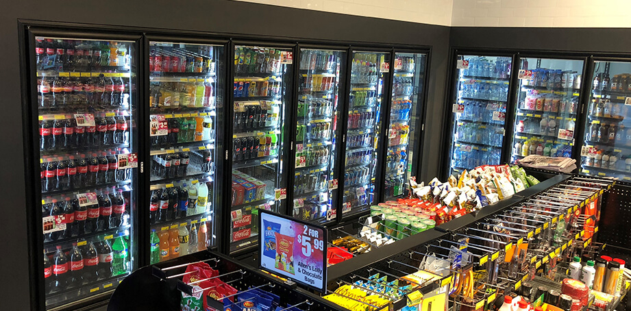 Commercial display fridges from Subzero Projects being installed at service station in Brisbane